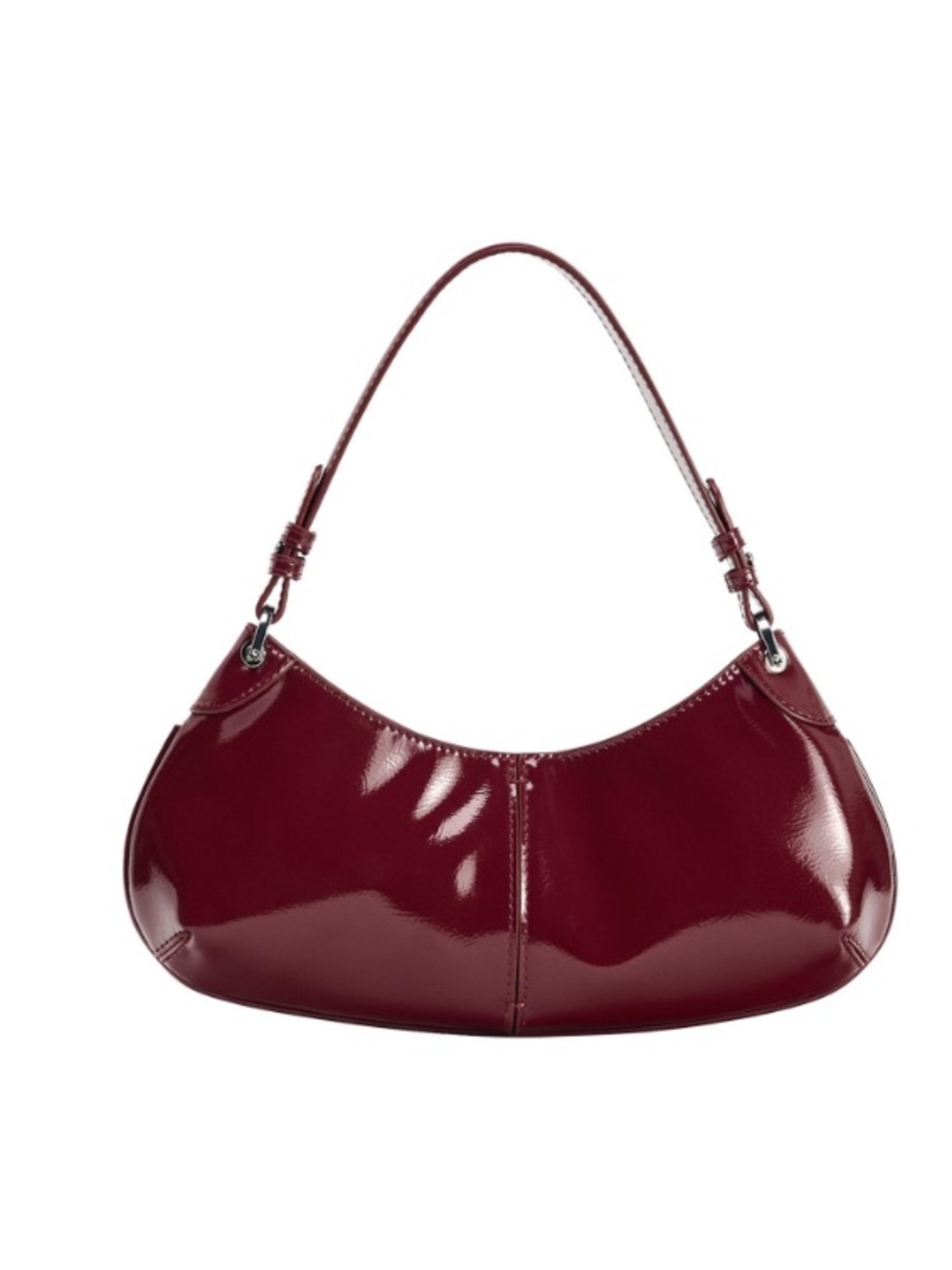 Zara cherry-red patent-effect shoulder bag
Small mini wine burgundy maroon nwt